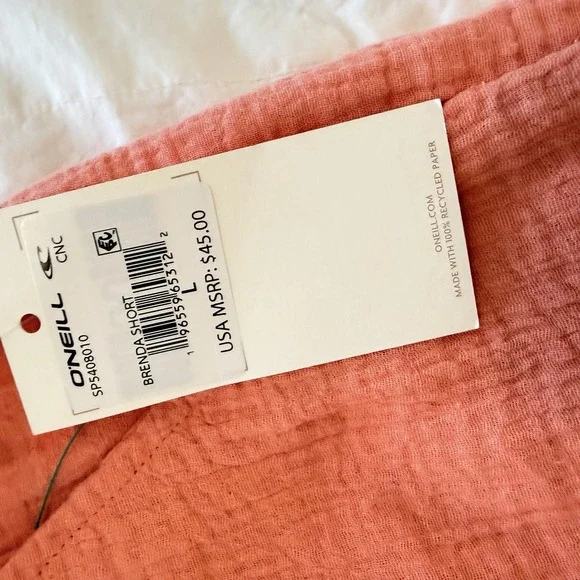 O'Neill Brenda Beach Shorts Coral Gauze Women's Large Coastal Spring Break - Picture 5 of 6